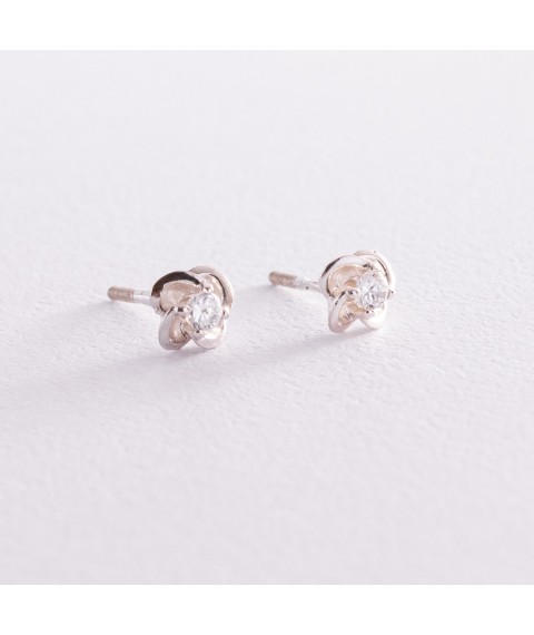 Silver earrings - studs "Flowers" (cubic zirconia) 121302 Onyx