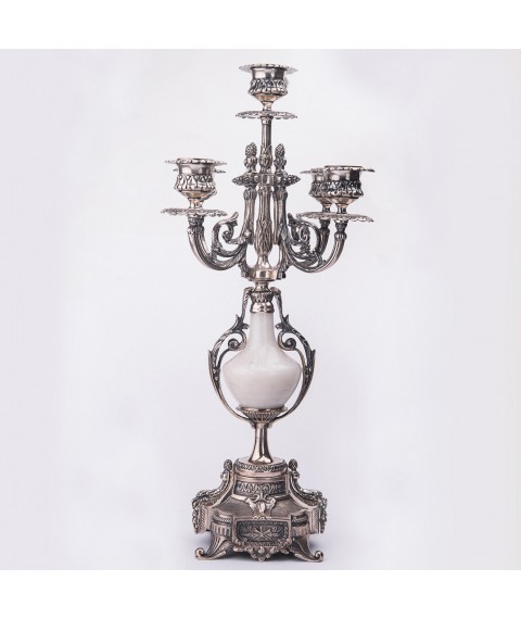 Срібний свічник ручної роботи "Біла ваза" сер00036 Онікс