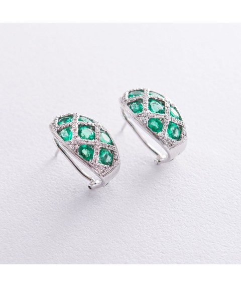 Gold earrings with emeralds and diamonds sb0245da Onyx
