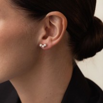 Earrings - studs "Jane" in yellow gold with pearls s08061 Onyx