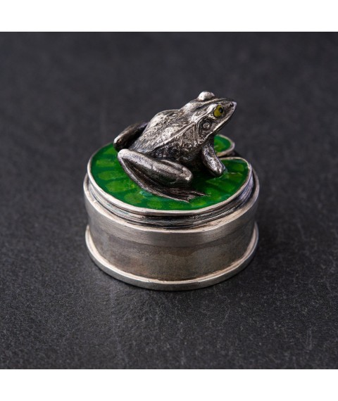 Handmade silver figure "Frog" 23131 Onyx