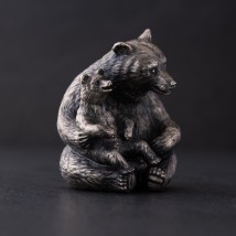 Серебряная фигура ручной работы "Медведица мама с медвежатами" 23162 Онікс