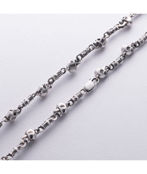 Silver necklace "Skulls" 364 Onyx 65
