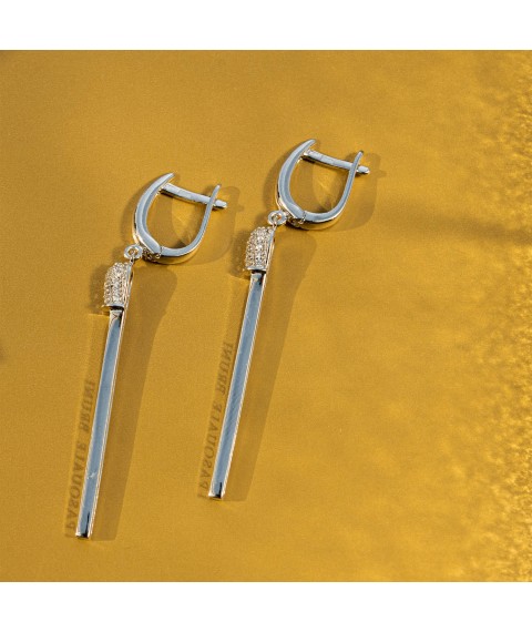 Gold earrings "Matches" (cubic zirconia) s06280 Onix