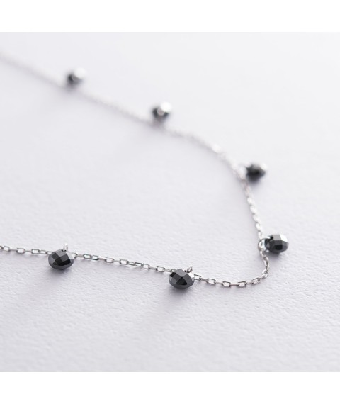 Silver necklace with black stones 18873 Onyx 40