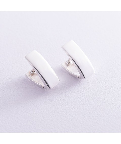 Silver earrings "Impeccability" 122780 Onyx