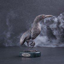 Срібна фігура ручної роботи "Птах на мармуровій підставці" сер00006 Онікс