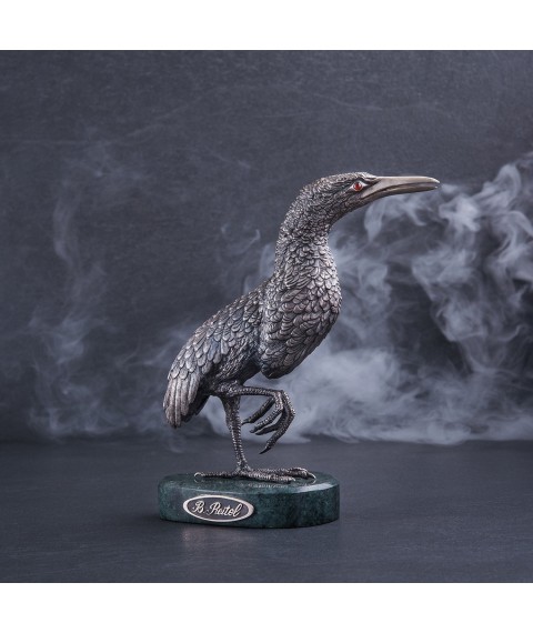 Серебряная фигура ручной работы "Птица на мраморной подставке" сер00006 Оникс
