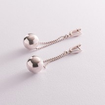 Earrings on a chain with balls 12673 Onyx