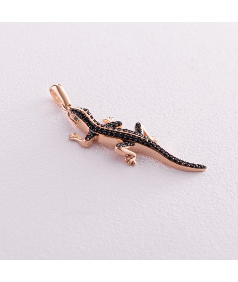 Gold pendant "Lizard" (cubic zirconia) p01925 Onyx