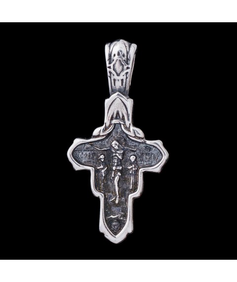 Silver Orthodox cross with crucifix 13843 Onyx