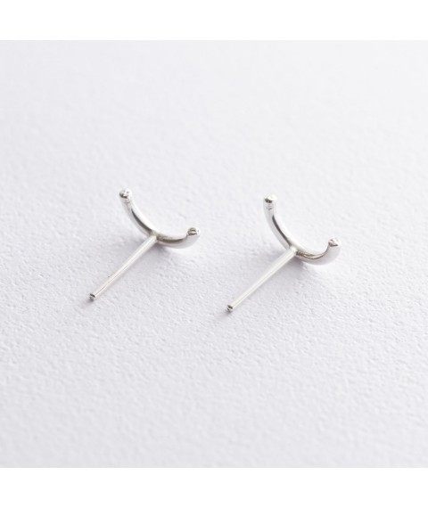 Silver earrings - studs "Arc" 122844 Onyx