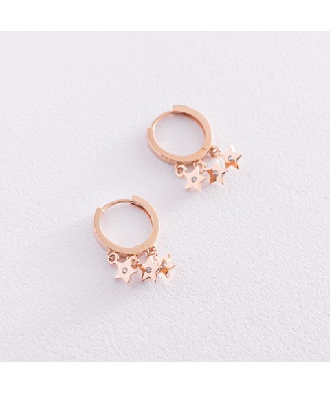 Gold earrings - rings "Stars" with cubic zirconia s07477 Onyx