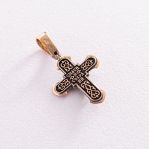 Orthodox cross "Crucifixion. Save and preserve" in yellow gold p03608 Onyx