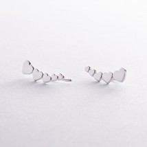 Climber earrings "Hearts" in silver 073110 Onyx