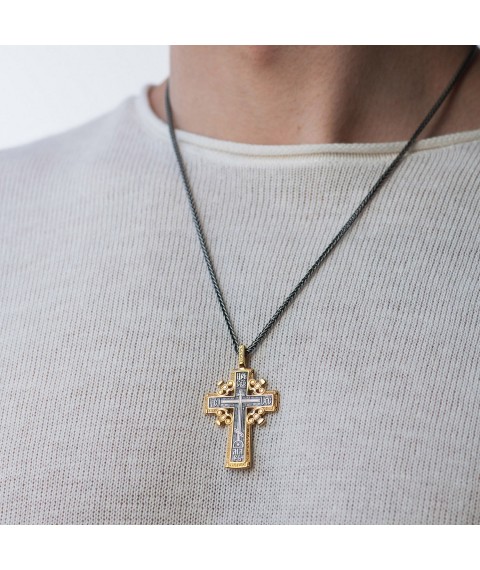 Silver cross with gold plated "Golgotha ​​cross" 131627 Onyx