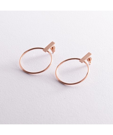 Earrings - studs "Confidence" in red gold s07884 Onyx