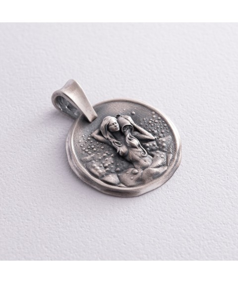 Silver pendant "Zodiac sign Aquarius" 133221aquarius Onyx