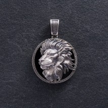 Срібний кулон "Лев" (онікс) 1251 Онікс