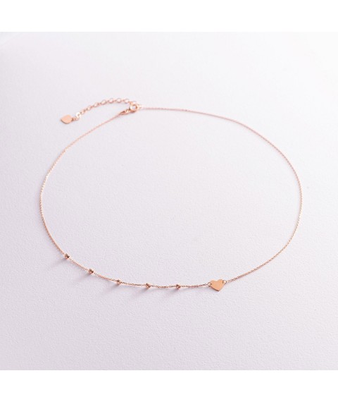 Necklace "Heart" in red gold kol02089 Onix 45
