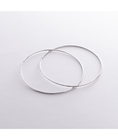 Сережки - кільця в білому золоті (7.3 см) с08598 Онікс