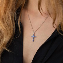 Gold cross with blue sapphires and diamonds pb0327gm Onyx