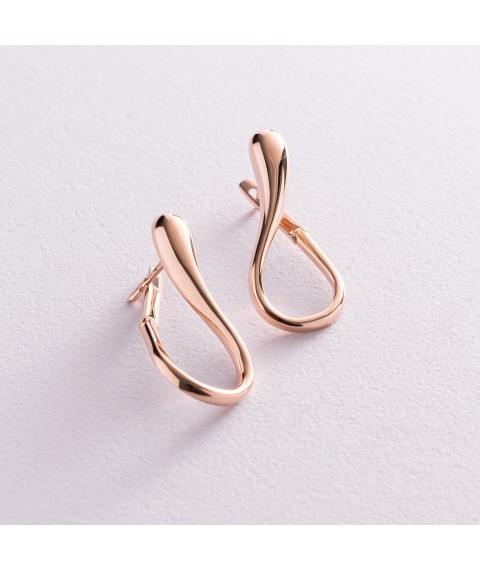 Gold earrings "Droplets" s07722 Onyx