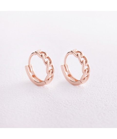 Gold earrings - rings "Chains" s08058 Onyx