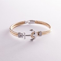 Gold bracelet "Anchor" with cubic zirconia b02742 Onyx