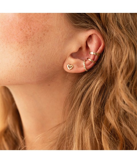 Stud earrings "Hearts" in yellow gold s06947 Onyx