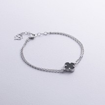 Silver bracelet "Clover" with onyx 141712 Onyx 19