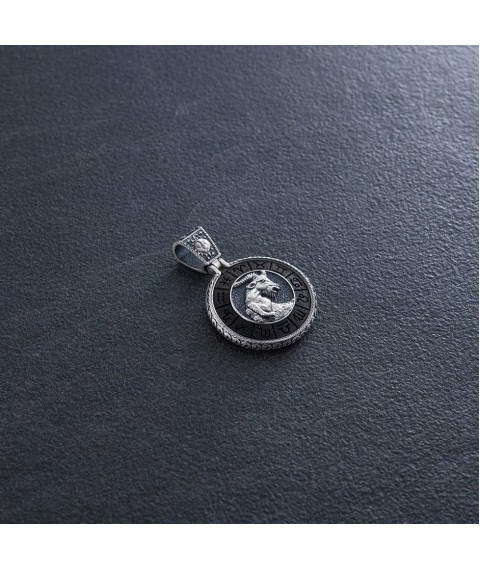 Срібний кулон "Знак зодіаку Козеріг" з ебеном 1041козеріг Онікс