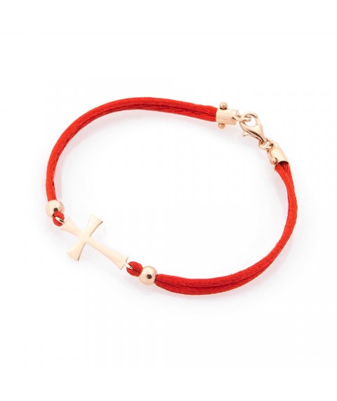 Bracelet with red thread and gold insert "Cross" b03084 Onix 20.5
