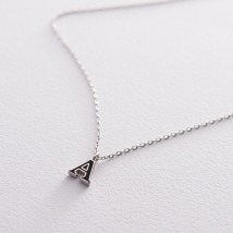 Серебряное колье с буквой А 18616ч Онікс  44
