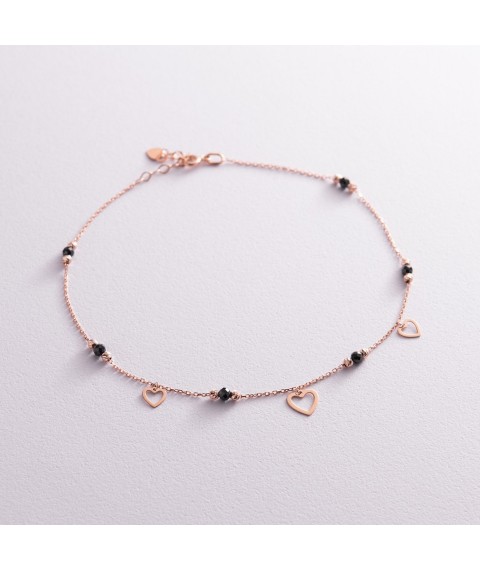 Gold bracelet "Hearts" (cubic zirconia) on the leg b04905 Onix 28