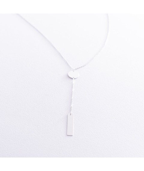 Necklace for engraving in white gold kol01587 Onyx 44