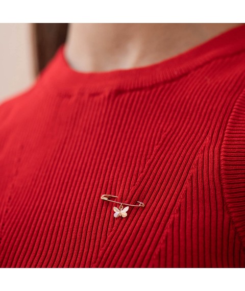 Gold pin "Butterfly" 00350 Onix