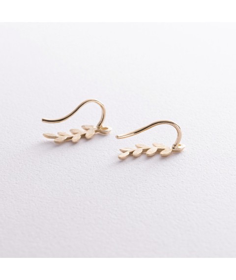 Climber earrings "Twigs" in yellow gold s08556 Onyx