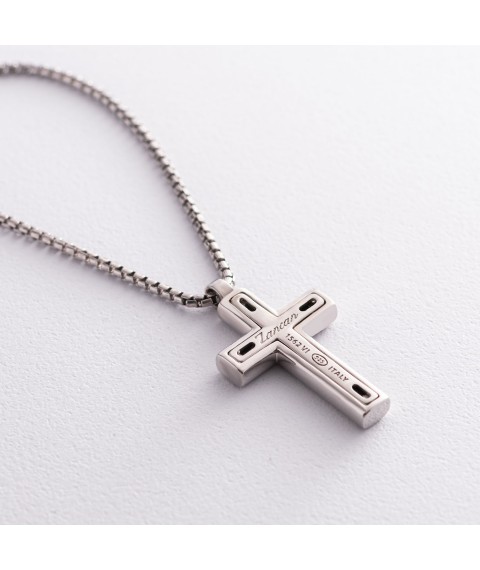 Men's silver necklace "Cross" ZANCAN EXC480-N Onix 50