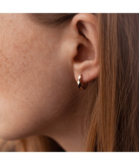 Earrings - rings "Joanna" in red gold s07218 Onyx