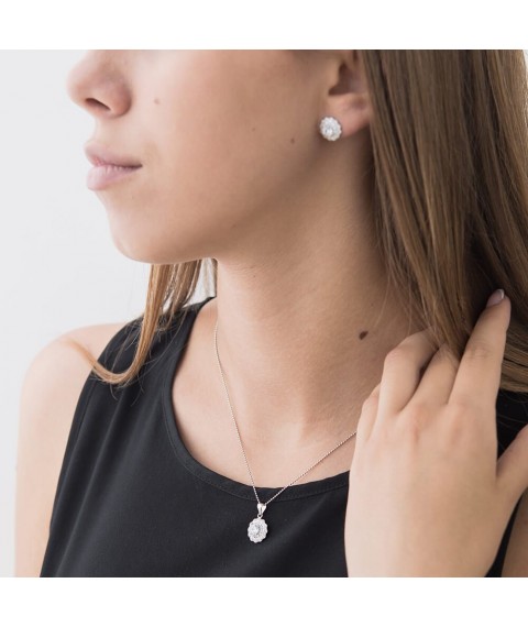 Silver earrings with cubic zirconia 121695 Onyx