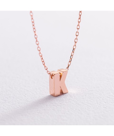 Gold necklace with the letter "K" coll01256К Onyx 44