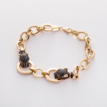 Gold bracelet with panthers (cubic zirconia) b04839 Onix 17