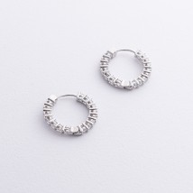 Серебряные серьги - кольца с фианитами 123426 Онікс