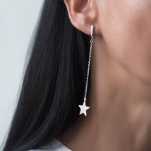 Silver earrings "Stars" (rhodium) 122563 Onyx