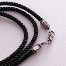 Шелковый шнурок с серебряной застежкой (3мм) 18456 Онікс  45
