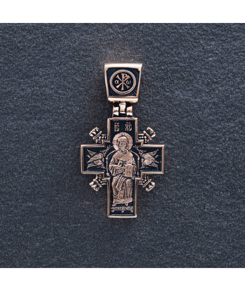 Golden Orthodox cross "Jesus Christ "King of Kings". Icon of the Mother of God "Sovereign" p02407 Onyx