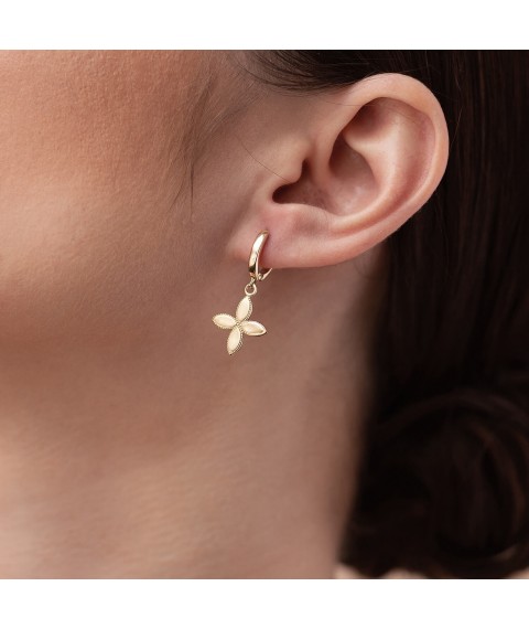 Earrings "Clover" in yellow gold s07107 Onyx