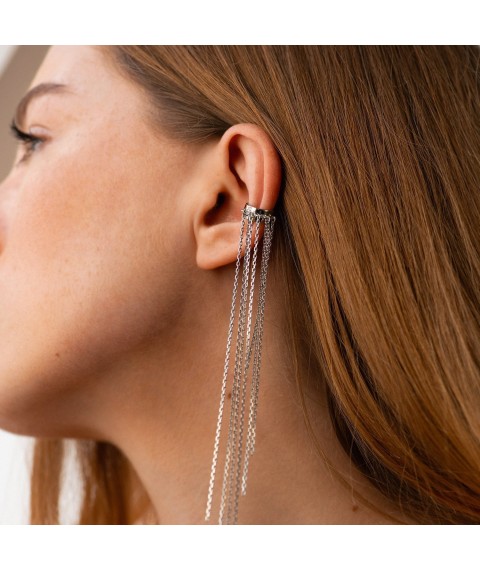 Silver earring - cuff "Tilda" 123194 Onyx