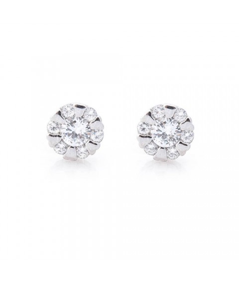 Silver stud earrings with cubic zirconia 121667 Onyx